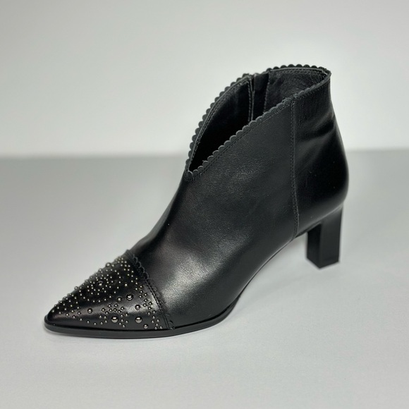 Javiera Booties Boots 2201 Studs Leather Ankle Boots Pointy Toe Heel Zip Spain - Picture 4 of 16